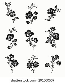 Flower Design Elements Vector Set.