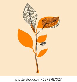 Flower design with geometric shapes. Vector illustration in a minimalist style with Riso print effect. Design element for advertising, posters, prints for clothing, banners, covers, children's product