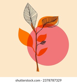 Diseño de flores con formas geométricas. Ilustración vectorial en un estilo minimalista con efecto de impresión Riso. Elemento de diseño para publicidad, carteles, impresiones para ropa, carteles, cubiertas, productos para niños