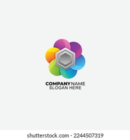 flower design gradient colorful logo template