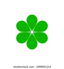 Flower design with green petals vector illustration on a white background. Eco green logo