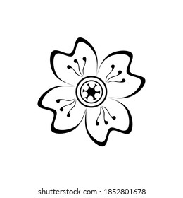 Iconos de la línea de diseño de flores adecuados para pegatinas, emblemas, iconos de logotipo y más