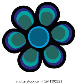 Flower design logo vector with blue and black vector