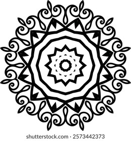 Flower Design Mandala Art Circular Pattern in Form of Mandala With Flower for Henna, Mehndi, Tattoo, Decoration Decorative Ornament in Ethnic Oriental Style.