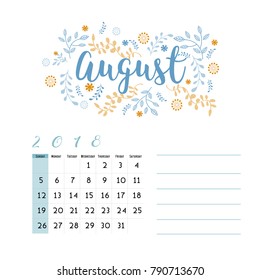 Flower design for month, calendar