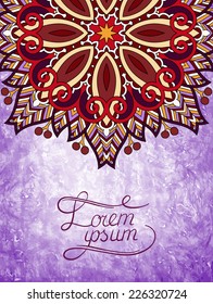 flower design on grunge violet colour background, vector illustration