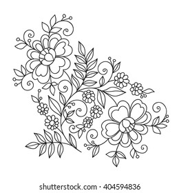 Flower design ornament element. Hand drawn.