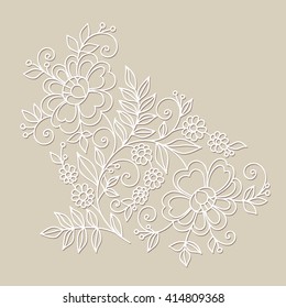 Flower design ornament element. Hand drawn flowers.