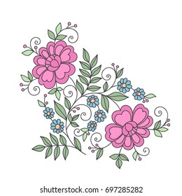 Blumendesign-Zierelement. Handgezeichnete Blumen.