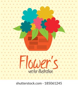 Flower design over beige dotted background,vector illustration