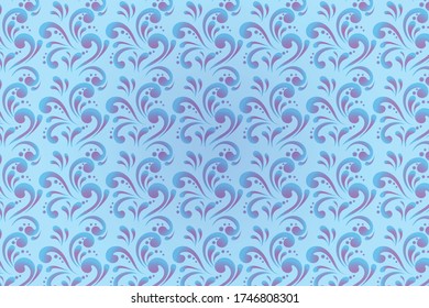 flower design repeated leaves blue purple pattern on a blue background vector illustration.