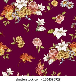 flower design for scarf and textile print pattern- background vector