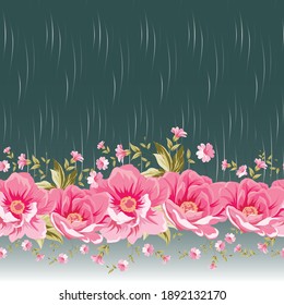 flower design for scarf and textile print. seamless pattern- background vector