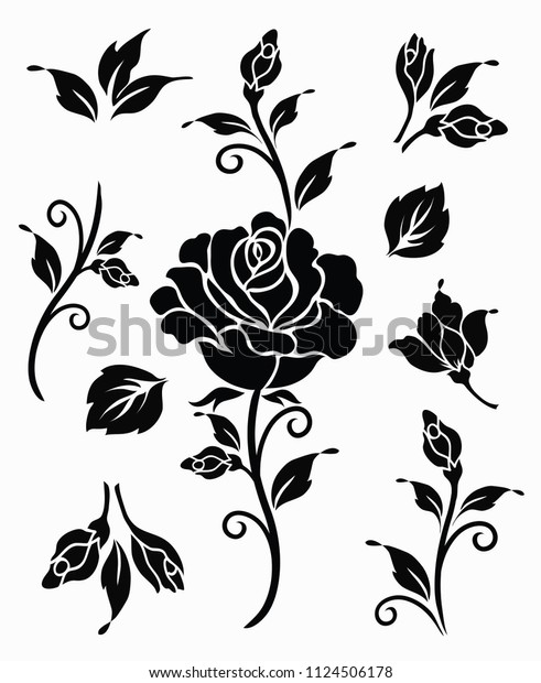 Flower Design Set Stock Vector (Royalty Free) 1124506178