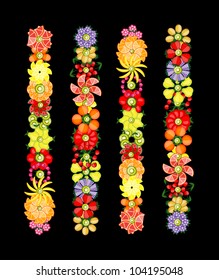 Flower design set made from fruits