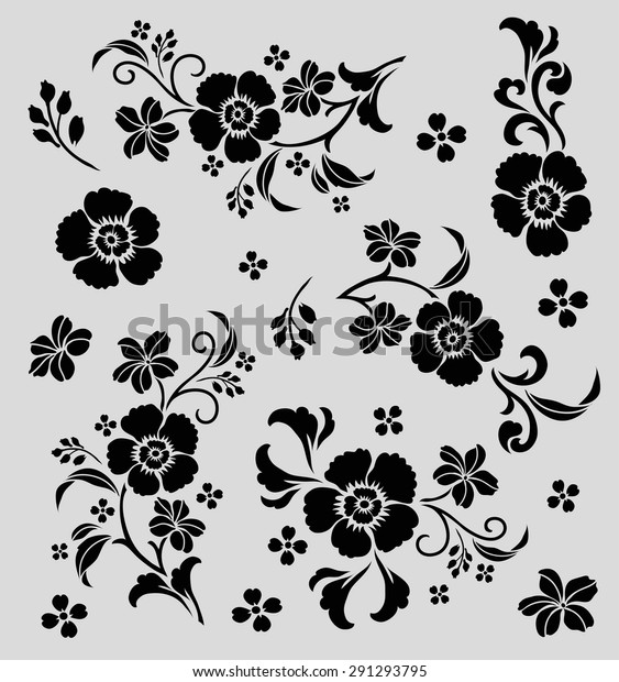 Flower Design Sketch Pattern Set Lace Stock Vector Royalty Free 291293795