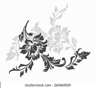 flower design sketch for pattern,lace edge.