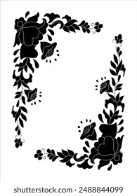 Flower design sketch stencil. Black silhouettes of flowers on a white background. Vector Flower isolated illustration. Hand drawn illustration converted to vector.