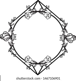 Flower design sketch, various shape frame, wallpaper unique. Vector