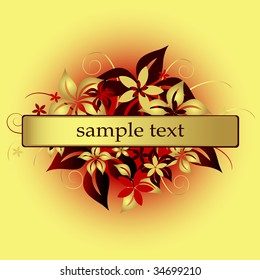 Flower design with text field, vector