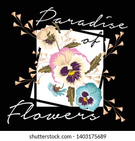 Flower design for t-shirt print vector art on black background