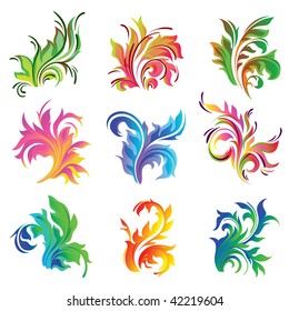 Flower design. Vector abstract floral ornament.