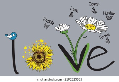 FLOWER DESIGN VECTOR T SHIRT GIRL 
