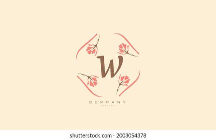 Flower design of W alphabet letter logo icon. Company business typography with flower pattern