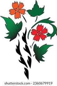 Flower design.Decor,elements.Beautiful flower design motif vector.two flower is used with different color for giving a different vibe.