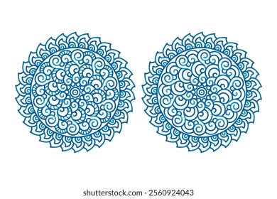 Flower designed Mandala with detailed work in blue Color.