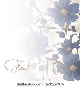 Flower designs border - blue flowers