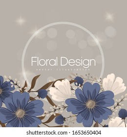 Flower designs border - blue flowers