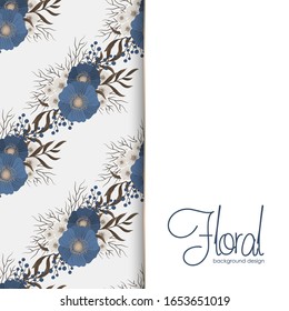 Flower designs border - blue flowers