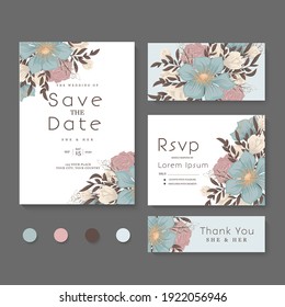 Flower designs border - floral wedding set vector illustration