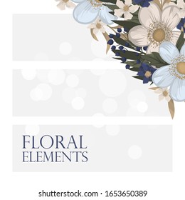 Flower designs border - light blue flowers