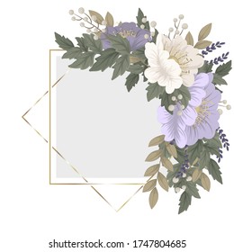 Diseño de flores borde - flores azules claras