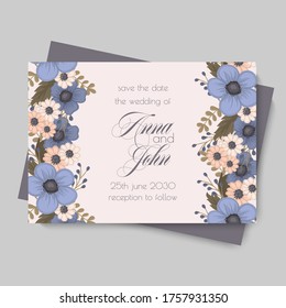 Flower designs border - light blue flowers
