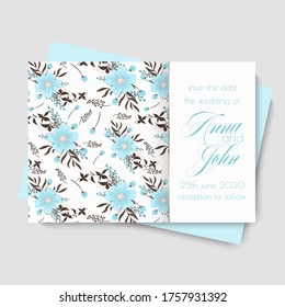 Flower designs border - light blue flowers