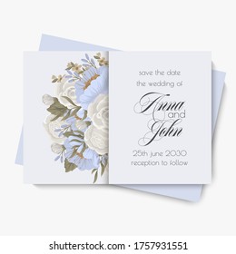 Flower designs border - light blue flowers