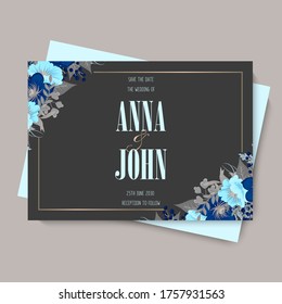Flower designs border - light blue flowers