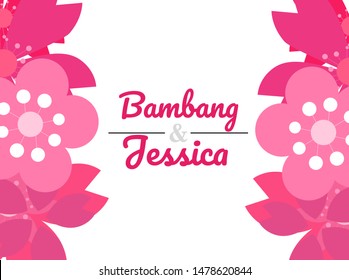 flower designs for wedding invitations and party invitations, flower elements, pink and red, white and pink and red