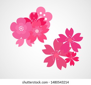 flower designs for wedding invitations and party invitations, flower elements, pink and red, white and pink and red