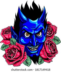 flower with devil face. Vector illustration. image design