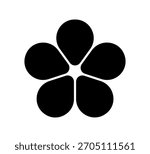 Flower diagram with 5 petals. Flower with five leaves flat shape icon. Infographic circle diagram. Pie chart. Round wheel chart. Vector illustration isolated on white background.