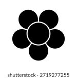 Flower diagram with 5 petals. Flower with five leaves flat shape icon. Infographic circle diagram. Pie chart. Round wheel chart. Vector illustration isolated on white background.