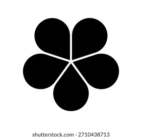 Flower diagram with 5 petals. Flower with five leaves flat shape icon. Infographic circle diagram. Pie chart. Round wheel chart. Vector illustration isolated on white background.