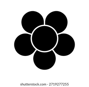 Diagrama de flores com 5 pétalas. Flor com cinco folhas ícone de forma plana. Diagrama do círculo infográfico. Gráfico de pizza. Gráfico de roda redonda. Ilustração vetorial isolada sobre fundo branco.
