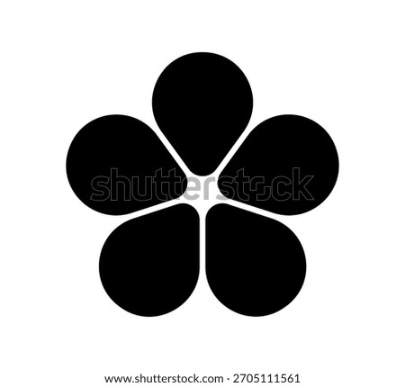 Flower diagram with 5 petals. Flower with five leaves flat shape icon. Infographic circle diagram. Pie chart. Round wheel chart. Vector illustration isolated on white background.