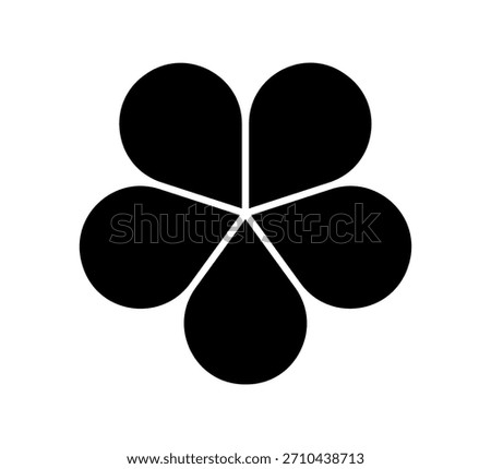 Flower diagram with 5 petals. Flower with five leaves flat shape icon. Infographic circle diagram. Pie chart. Round wheel chart. Vector illustration isolated on white background.