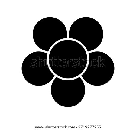 Flower diagram with 5 petals. Flower with five leaves flat shape icon. Infographic circle diagram. Pie chart. Round wheel chart. Vector illustration isolated on white background.